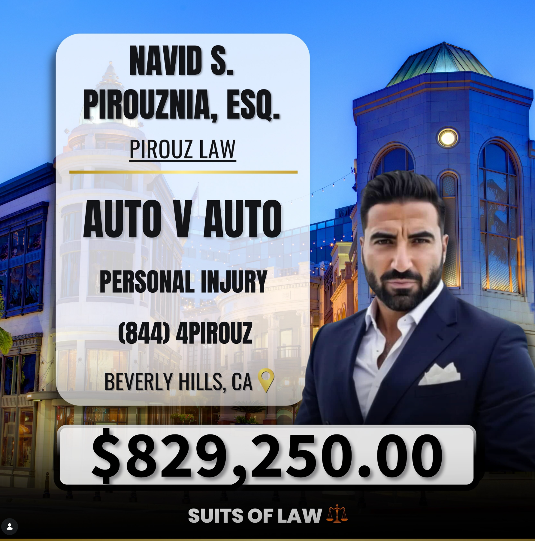 Navid S. Pirouznia, Esq. — Auto v Auto — Broadside settlement